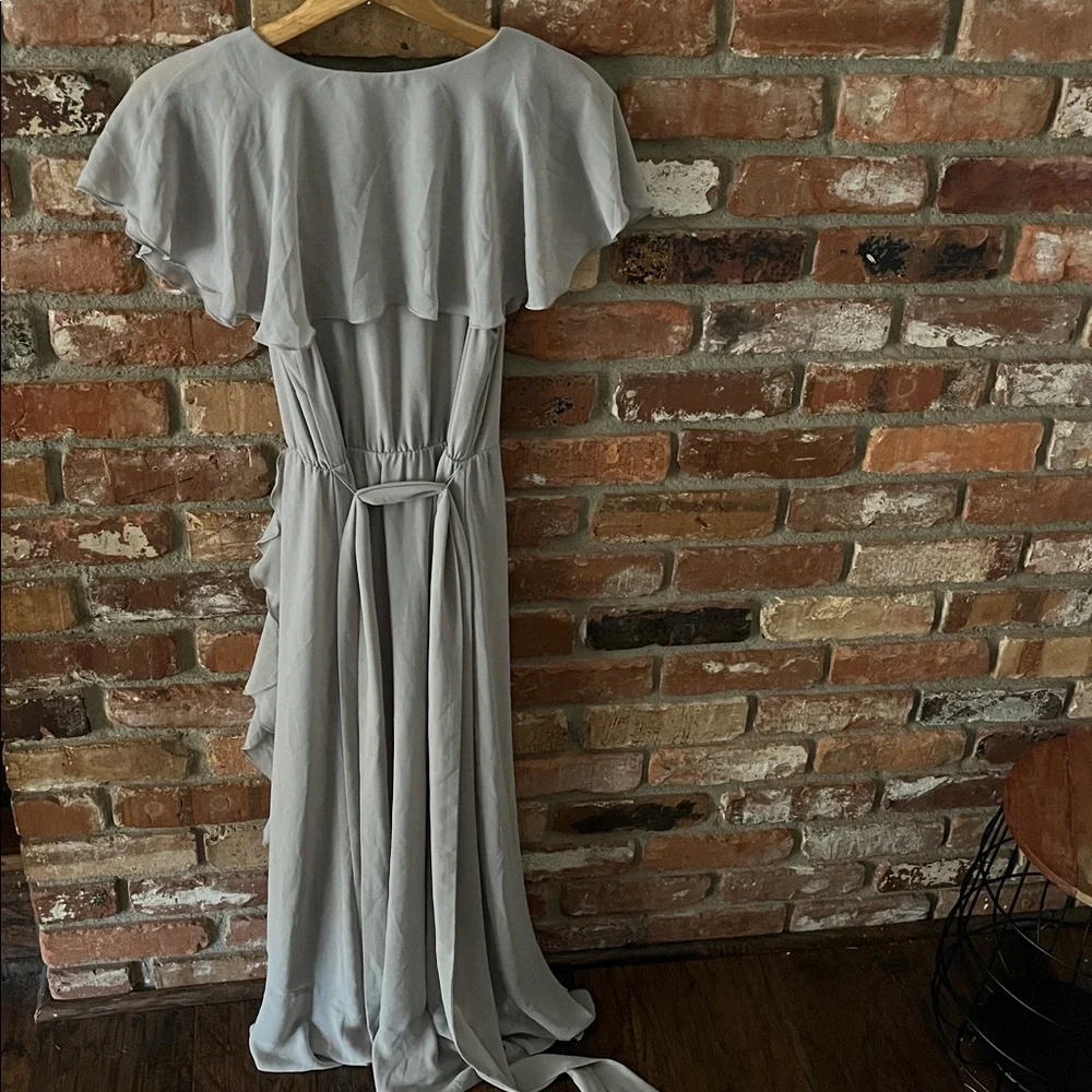 Show Me Your MuMu Light Gray Asymmetrical Dress Flowy Ankle Length Dress Size M - Picture 7 of 9